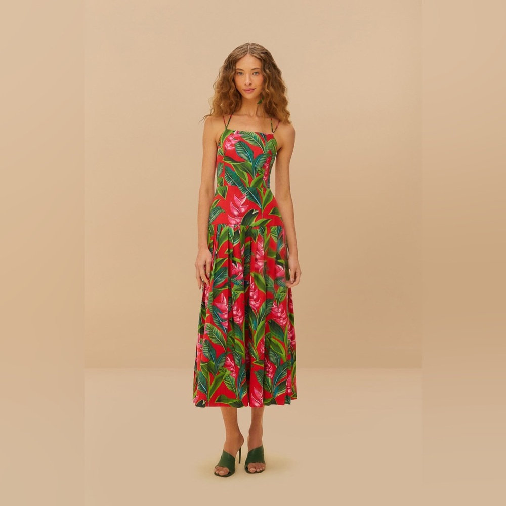 Farm Rio Red Dream Garden Lenzing™ Ecovero™ Euroflax™ Maxi Dress